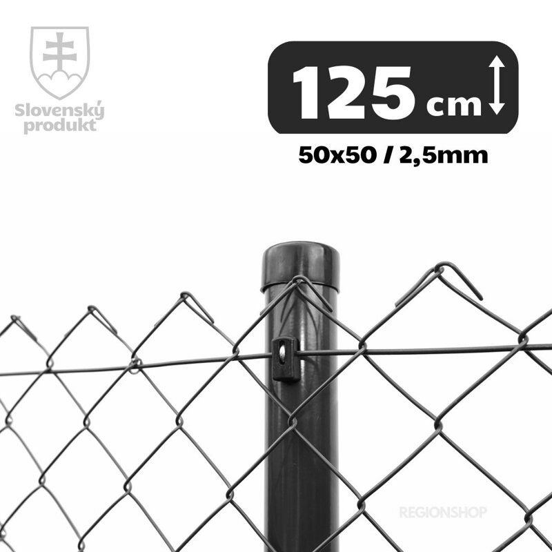 Pletivo štvorhranné PVC, 125cm(50x50,2,5) - 25m antracit