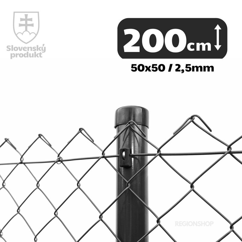 Pletivo štvorhranné PVC, 200cm(50x50,2,5) - 25m antracit