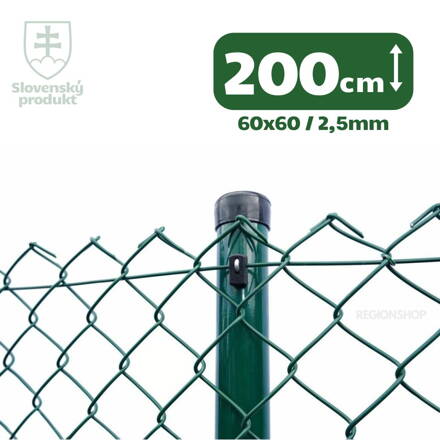 Pletivo štvorhranné PVC, 200cm(60x60,2,5) - 25m zelené